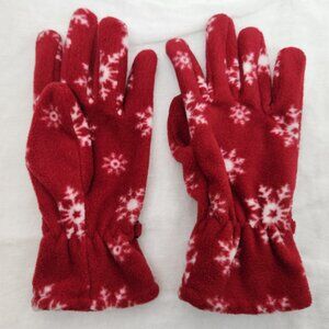 Gold Coast Womens Red White Snowflake Fleece Gloves Size S/M